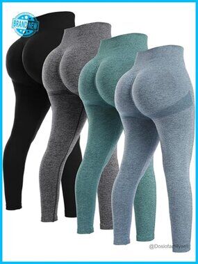 Butt Lifting Scrunch Seamless High Waist Workout Leggings 4 Pack